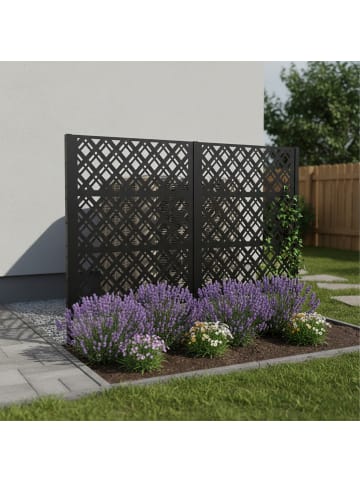 relaxdays Mülltonnenverkleidung "Diamond" in Schwarz - (B)240 x (H)120 x (T)4 cm