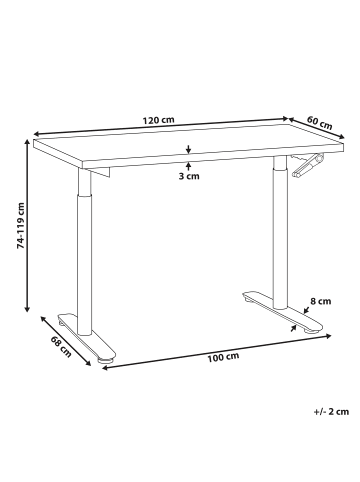Beliani Höhenverstellbarer Schreibtisch DESTINAS in Braun/Weiß