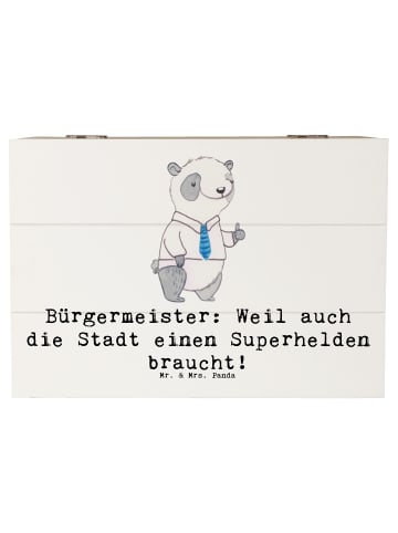 Mr. & Mrs. Panda Dekokiste Bürgermeister Superheld mit Spruch in Weiß