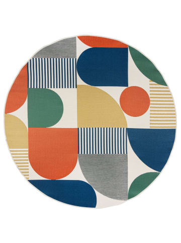 KADIMA DESIGN Bunter kreisrunder Outdoor-Teppich, lebendiges Design