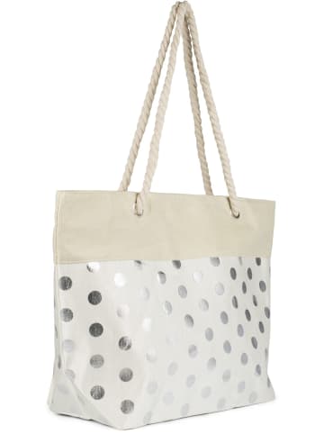 styleBREAKER Strandtasche in Beige-Silber