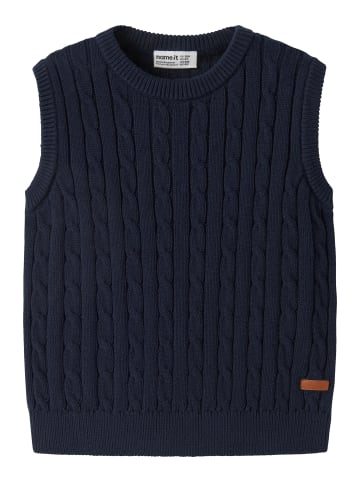 name it Pullunder mit Zopfmuster Rundhals Nmmraffat in navy blazer