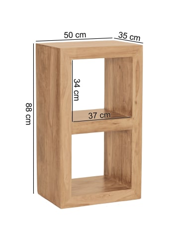 FineBuy Bücherregal in Beige / Akazie / 50x35x88