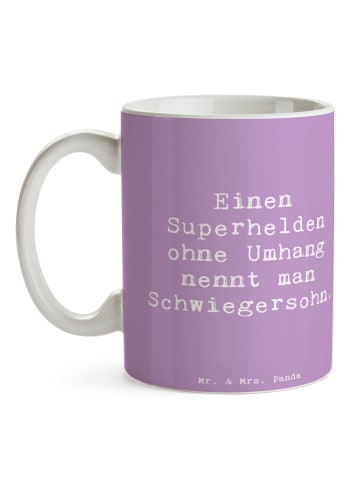 Mr. & Mrs. Panda Tasse Spruch Held Schwiegersohn mit Spruch in Lavendeltraum