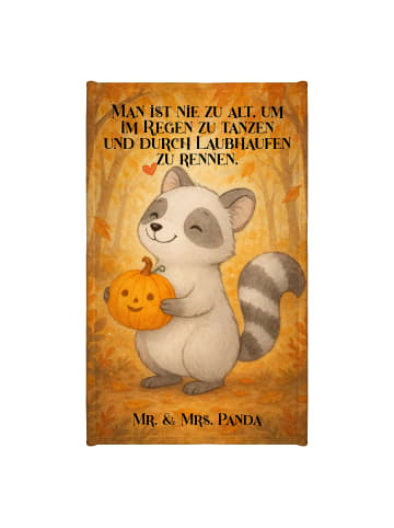 Mr. & Mrs. Panda Handtuch Waschbär Kürbis Design mit Spruch in Weiß