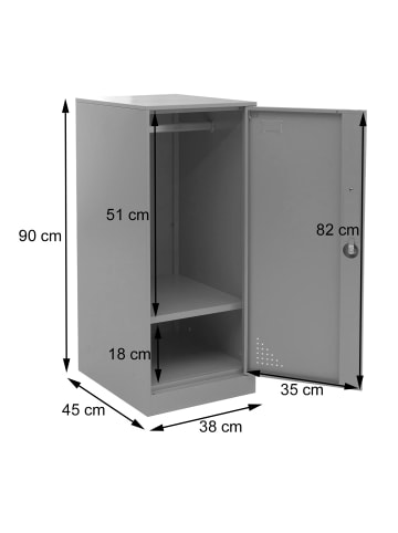 MCW Spind P63, Schließfachschrank Tür Kleiderstange, Blau