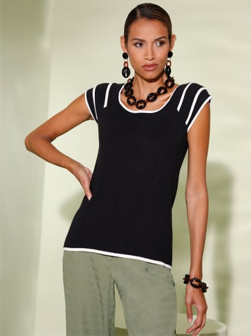 creation L Feinstrickpullover in schwarz-ecru