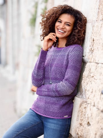 WITT WEIDEN Pullover in lila-marine-gemustert