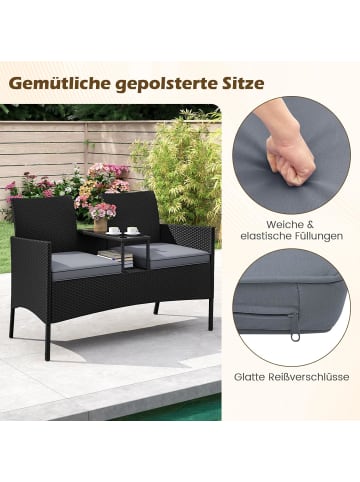 COSTWAY 2-Sitzer Gartenbank mit Tisch in Grau