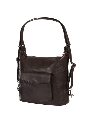 Florence Florence Schultertasche, Cityrucksack Leder dunkelbraun ca. 38cm