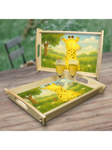 Mr. & Mrs. Panda Deko Tablett Giraffe Zufrieden Design ohne Spruch in Weiß