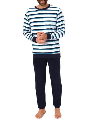 NORMANN Frottee Pyjama Schlafanzug Bündchen Streifen - 49748 in türkis