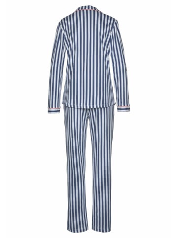 H.I.S Pyjama in dunkelblau-weiß-gestreift