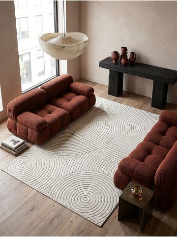 KADIMA DESIGN Outdoor-Teppich Geometrisch pflegeleicht Balkon Terrasse Outdoor Garten in Creme