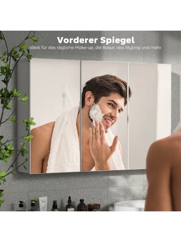 HOMCOM Spiegelschrank-90L x 15,5B x 60H cm-Weiß