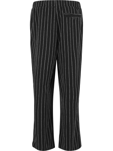 Urban Classics Urban Classics Striped Crinkle Resort Pants in black/offwhite