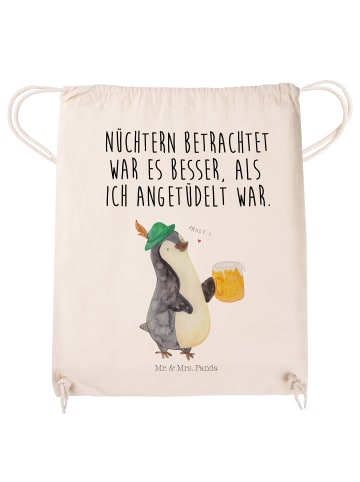 Mr. & Mrs. Panda Tasche Pinguin Bier mit Spruch in Creme