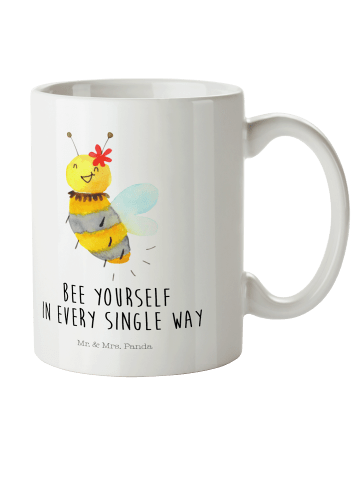 Mr. & Mrs. Panda Plastikbecher Biene Blume mit Spruch in Weiß