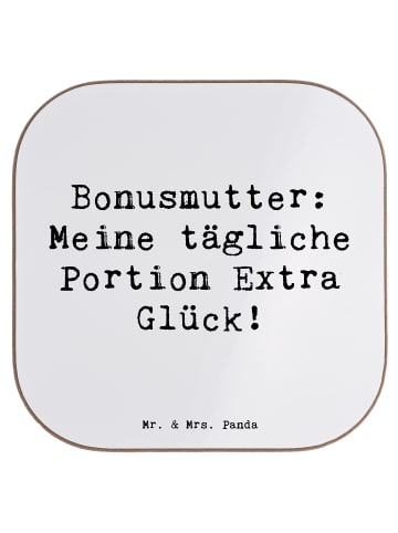 Mr. & Mrs. Panda Untersetzer Bonusmutter Glück mit Spruch in Weiß