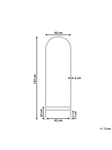 Beliani Wandspiegel JARNAGES in Schwarz - (W) 45 x (H) 145 x (L) 3 cm