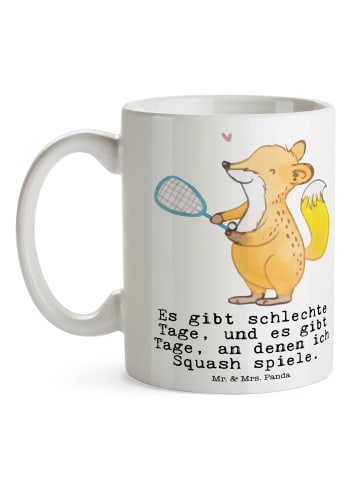 Mr. & Mrs. Panda Tasse Fuchs Squash spielen mit Spruch in Weiß