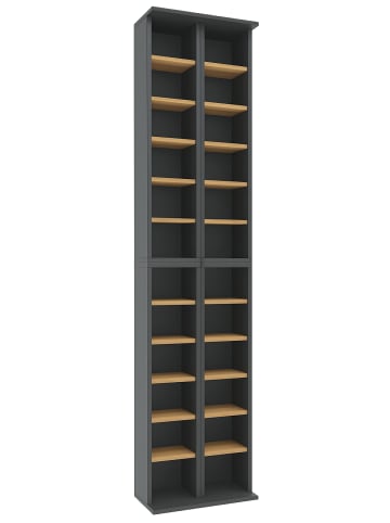 VCM  Holz CD DVD Stand Regal Schrank Ständer Almera in Anthrazit / Honig-Eiche