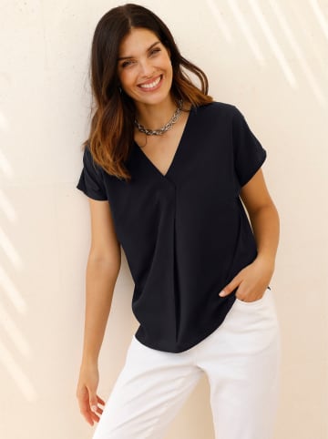 Sieh an! Kurzarm-Bluse in schwarz