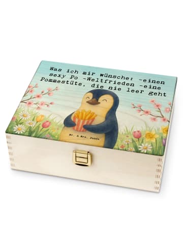 Mr. & Mrs. Panda Teekiste Pinguin Frühling Pommes Design mit Spruch in Weiß