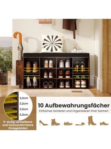 COSTWAY 10-Fächer Schuhbank in Braun