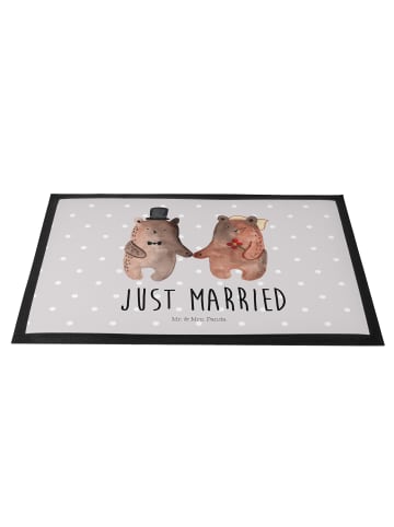Mr. & Mrs. Panda Abtreter Bär Heirat mit Spruch in Grau Pastell