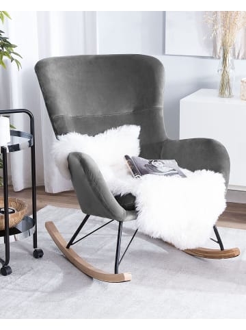 Beliani Schaukelsessel ELLAN in Grau/Schwarz/Braun - (W) 71 x (H) 97 x (L) 90 cm