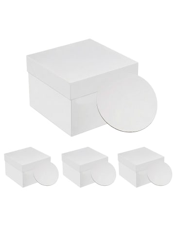relaxdays 4 x Tortenbox in Weiß - (B)30 x (H)30 x (T)30 cm