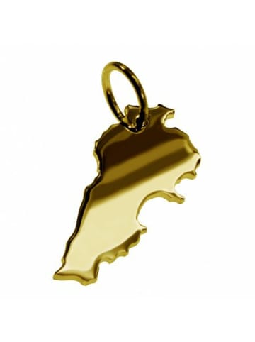 Schmuckador Anhänger der Landkarte Libanon in massiv 585 Gelbgold in gold