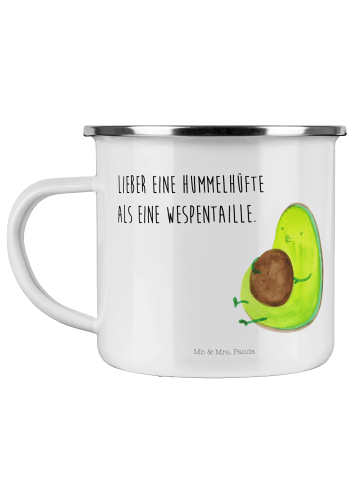 Mr. & Mrs. Panda Camping Emaille Tasse Avocado Pfeifen mit Spruch in Weiß