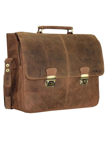 Greenburry Vintage Aktentasche Leder 42 cm Laptopfach braun