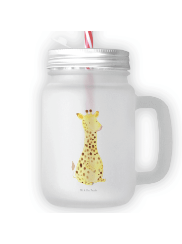 Mr. & Mrs. Panda Trinkglas Mason Jar Giraffe Zufrieden ohne Spruch in Transparent