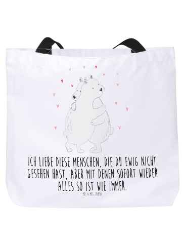 Mr. & Mrs. Panda Umhängetasche Eisbär Umarmen mit Spruch in Weiß