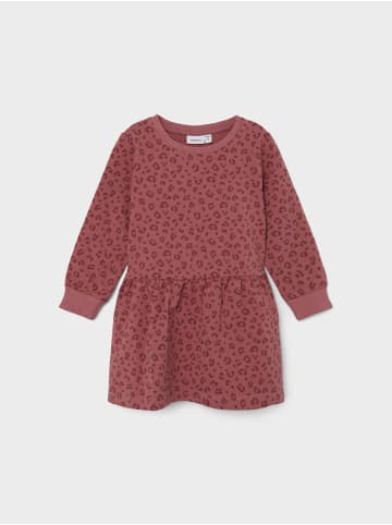 name it Langarm Sweat Kleid Animal Leo Print Knielang NMFTEKKO in Rosa