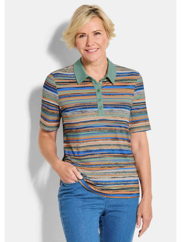 GOLDNER Kurzgröße:  Jerseyshirt mit Ethno-Design in terrakotta / gemustert