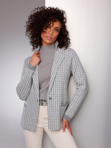 creation L Merino-Strickblazer in steingrau-champagner-gemustert