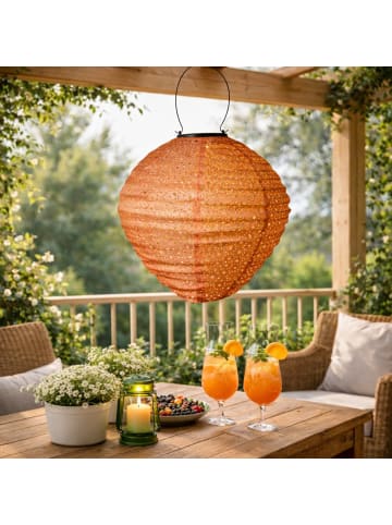 MARELIDA LED Solar Lampion Ballon mit Blumenmuster D: 30cm in braun
