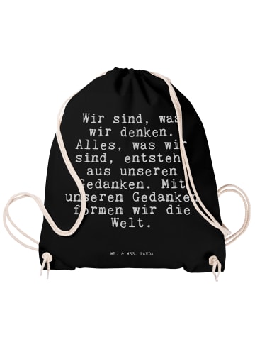 Mr. & Mrs. Panda Turnbeutel Wir sind, was wir... mit Spruch in Schwarz