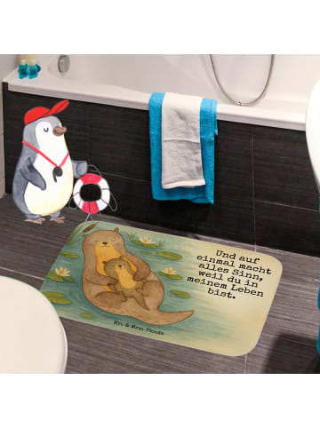 Mr. & Mrs. Panda Duschmatte Otter Kind Design mit Spruch in Weiß