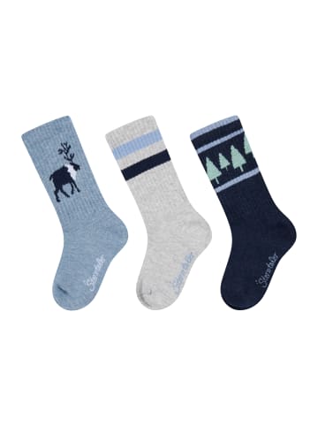 Sterntaler Socken 3er-Pack Hirsch in helles blau