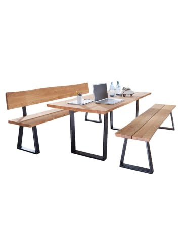 58 aufm Kessel TISCHGRUPPE Daffie Esstisch mit 2 Sitzbänken aus Massivholz Wildeiche