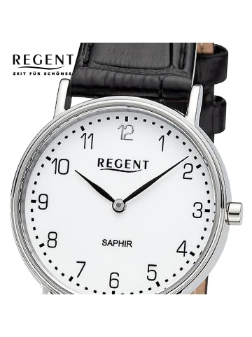 Regent Analog-Armbanduhr Regent Lederarmband schwarz mittel (ca. 33mm)