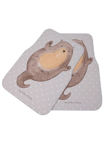 Mr. & Mrs. Panda Auto Fußmatte Otter Umarmen ohne Spruch in Grau Pastell