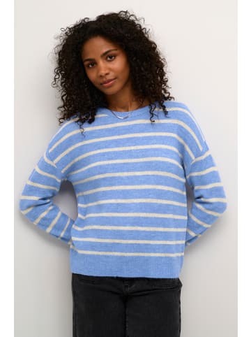 Kaffe Strickpullover KAlida Regular fit in Blue Melange/Beige Stripe