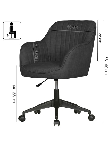 FineBuy Bürostuhl in Grau / Stoff / 65x65x90