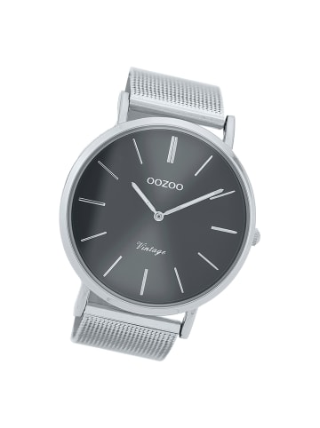 Oozoo Analog-Armbanduhr Oozoo Vintage Series silber groß (ca. 44mm)